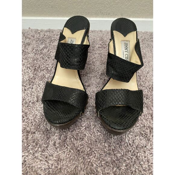 JIMMY CHOO Black Suede Studded Heeled Slide Ons Size 9 - Picture 1 of 16